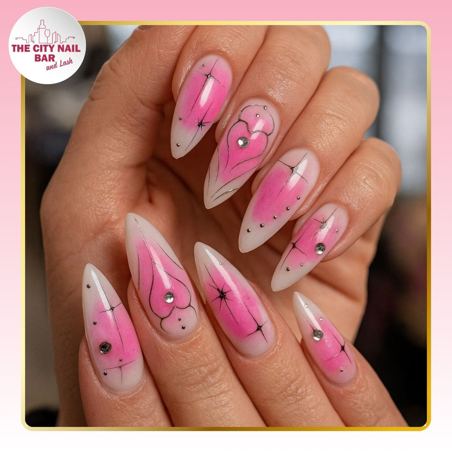 Nail art finished at The City Nail Bar and Lash