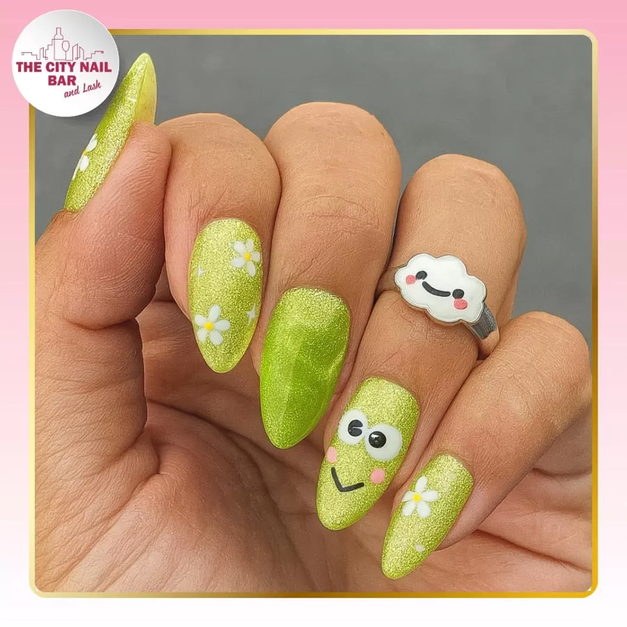Nail art finished at The City Nail Bar and Lash